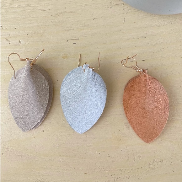 Leather Earrings 3 Pairs Handmade - Picture 5 of 5